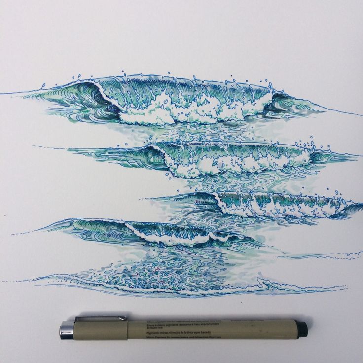 736x736 Drawn Wave Sketch - Ocean Waves Sketch