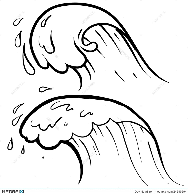 800x830 Ocean Waves Sketch Illustration 24689894 - Ocean Waves Sketch