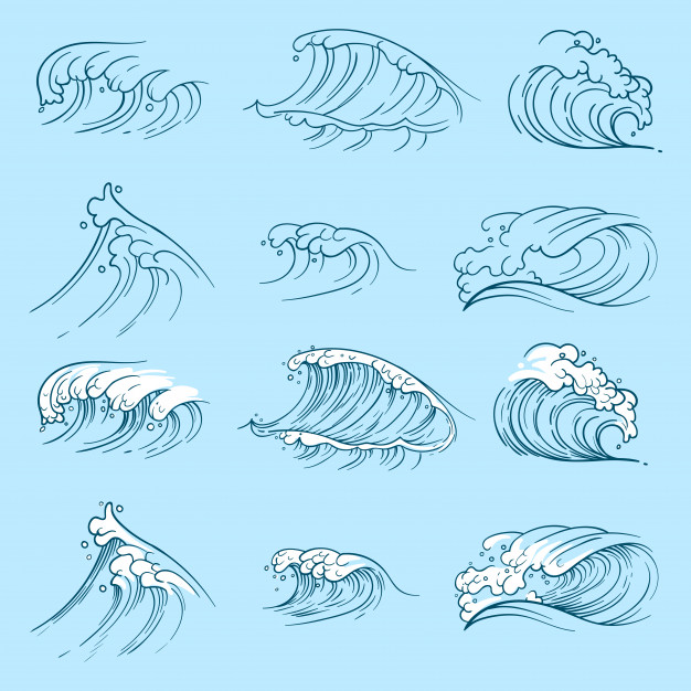 626x626 Sketch Ocean Waves Vector Premium Download - Ocean Waves Sketch