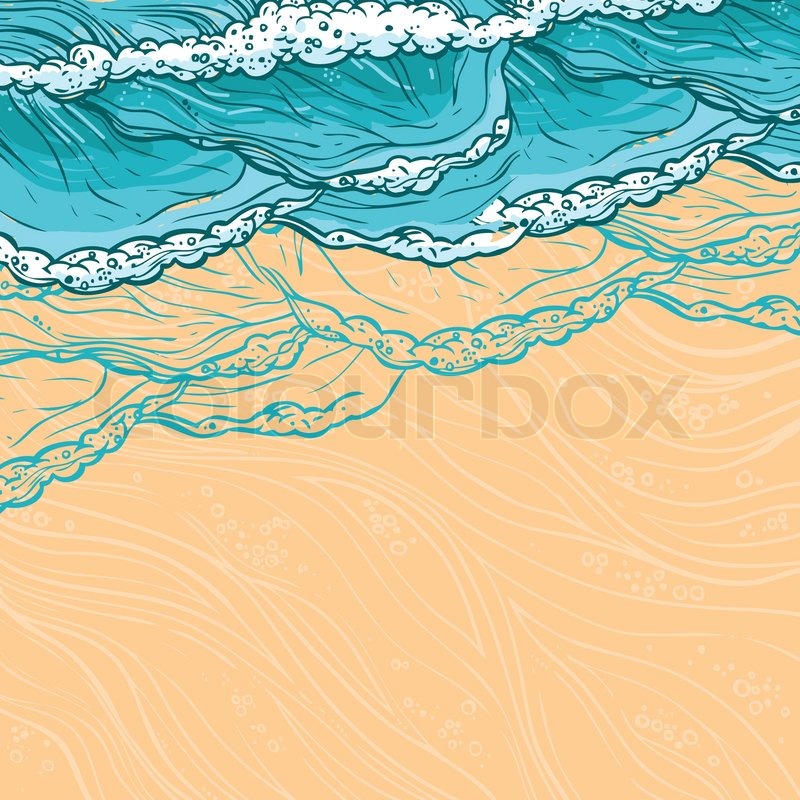 800x800 Waves Flowing Water Sketch Sea Ocean And Sandy Beach Seashore - Ocean Waves Sketch