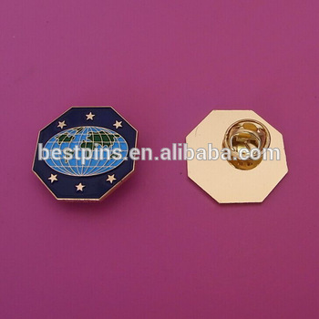 350x350 Octagon Pin Badge Single World Map Sketch Design Iron Badge - Octagon Sketch