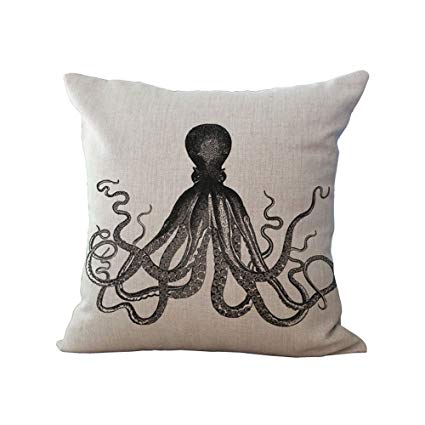 425x425 Hengjiang Linen Cotton Pencil Sketch Aquatic Creatures - Octopus Pencil Sketch