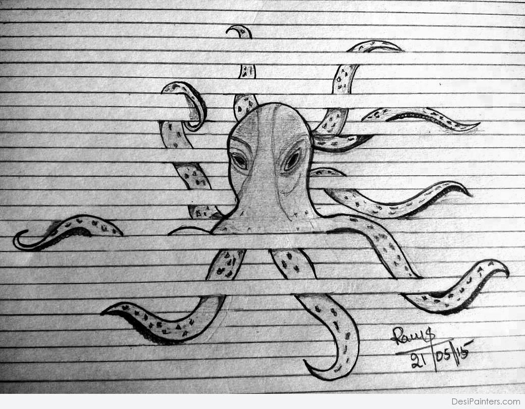 Octopus Pencil Sketch at PaintingValley.com | Explore collection of ...