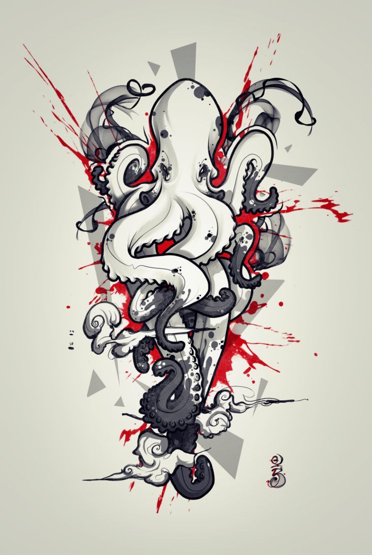 732x1091 Octopus Tattoo Design 2 By On - Octopus Tattoo Sketch