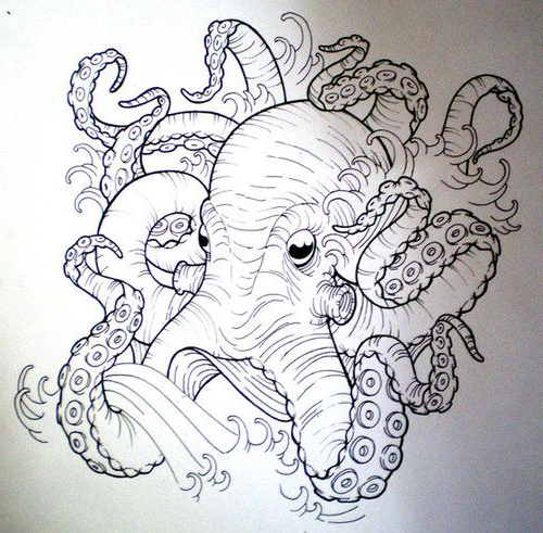 500x491 Octopus Tattoo Sketch Best Tattoo Ideas Gallery - Octopus Tattoo Sketch