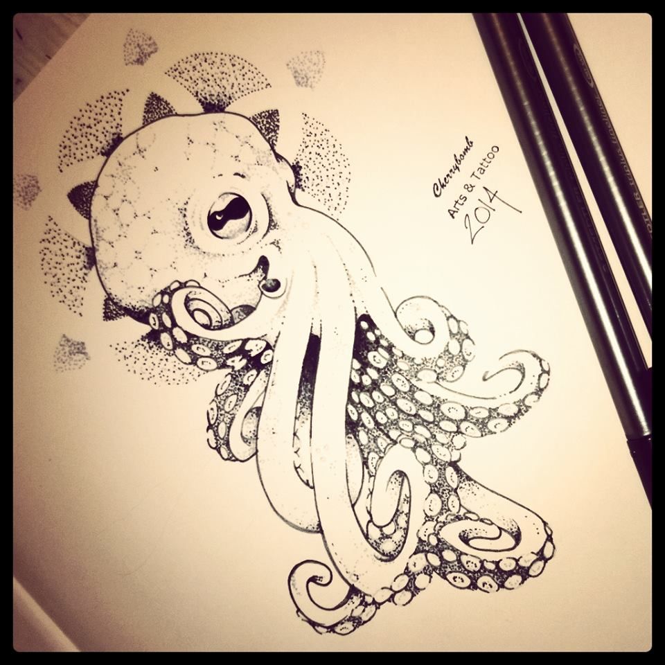 960x960 Octopus Tattoo Sketch Dotwork By Cba 2014 Tattoo Ideas - Octopus Tattoo Sketch