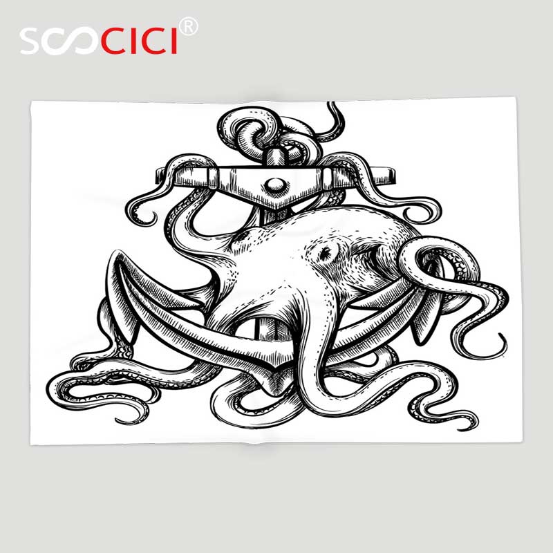 800x800 Custom Soft Fleece Throw Blanket Octopus Decor Nautical Decor - Octopus Tentacles Sketch