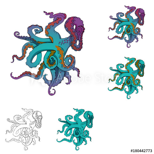 500x500 Vector Sketch Cartoon Octopus Tentacles - Octopus Tentacles Sketch