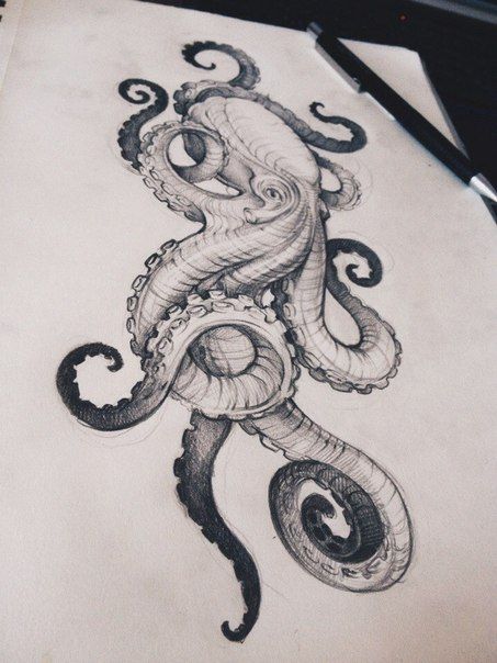 453x604 Sketch Para Tatuajes - Octopus Tentacles Sketch