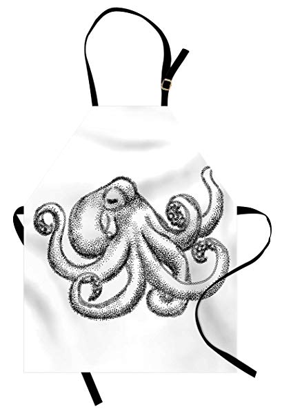 409x606 Lunarable Octopus Apron, Octopus With Large Tentacles - Octopus Tentacles Sketch