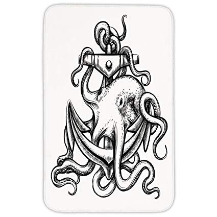 425x425 Rectangular Area Rug Mat Rug,octopus Decor,nautical - Octopus Tentacles Sketch
