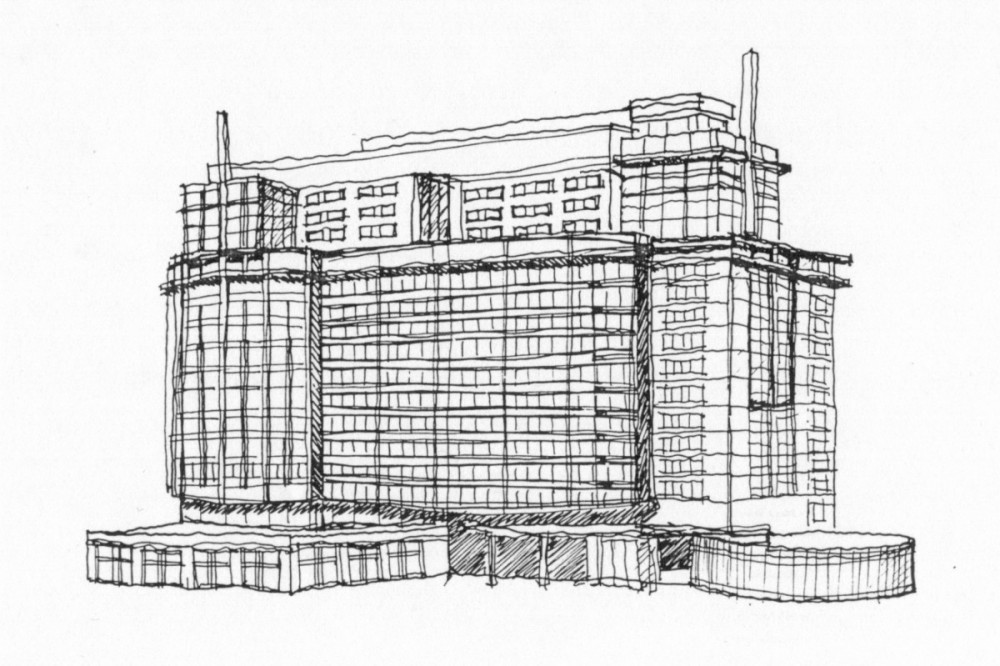 1000x666 Office Building - Office Building Sketch