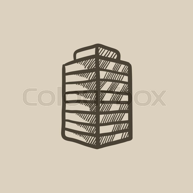 800x800 Office Building Vector Sketch Icon Isolated On Background. Hand - Office Building Sketch