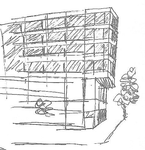 481x500 Quick Sketch - Office Building Sketch