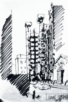 236x355 Sir Norman Foster London Lloyds Office Building Sketch - Office Building Sketch