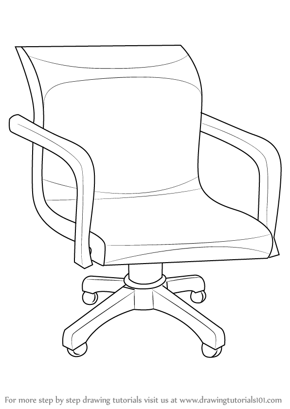 596x841 Learn How To Draw An Office Chair (Furniture) Step By Step - Office Chair Sketch