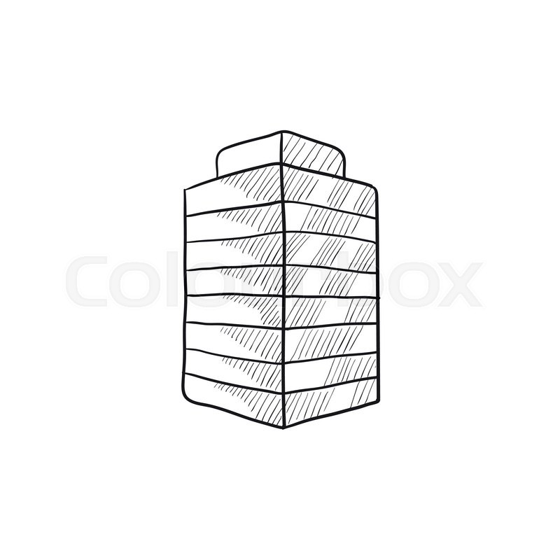 800x800 Office Building Vector Sketch Icon Isolated On Background. Hand - Office Sketch