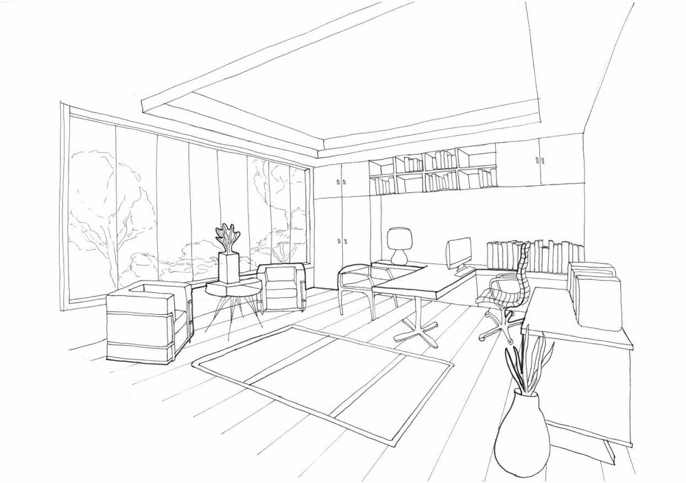 1000x704 Perspective Melissa Lewis - Office Sketch