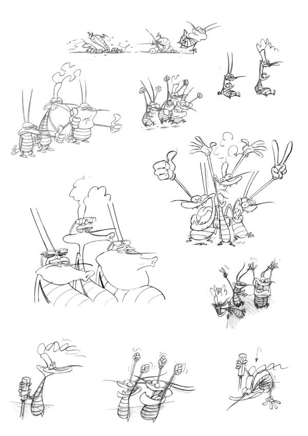 600x849 Oggy And The Cockroaches...posing Layout By Fred Serra Toon Line - Oggy And The Cockroaches Sketch