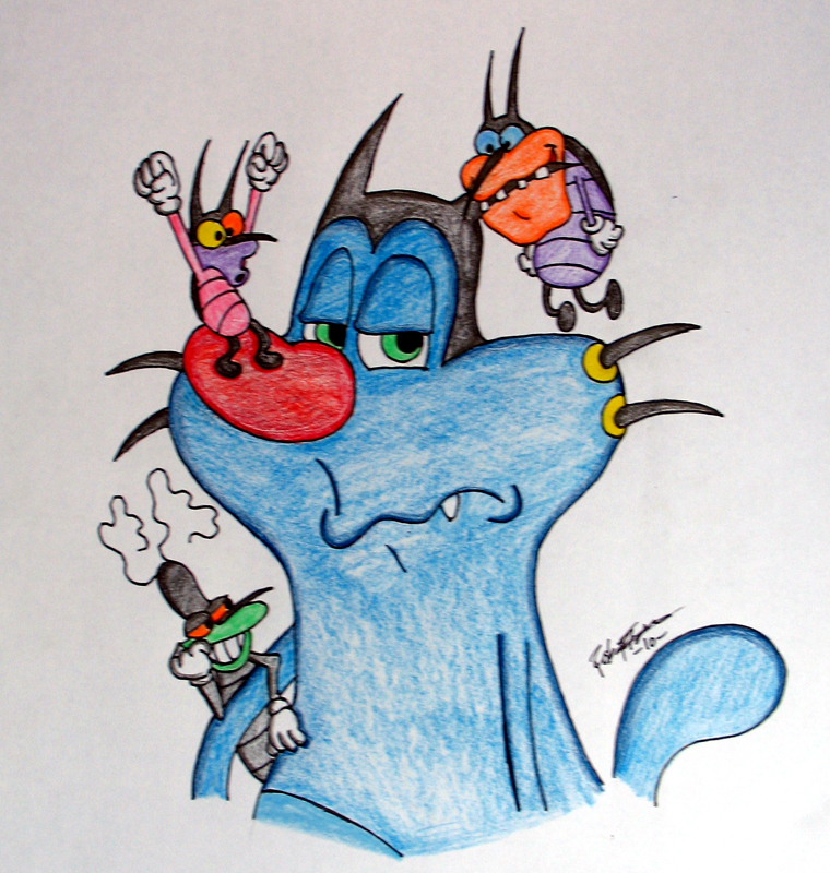 760x800 Frustrated Oggy (Sketch) - Oggy And The Cockroaches Sketch