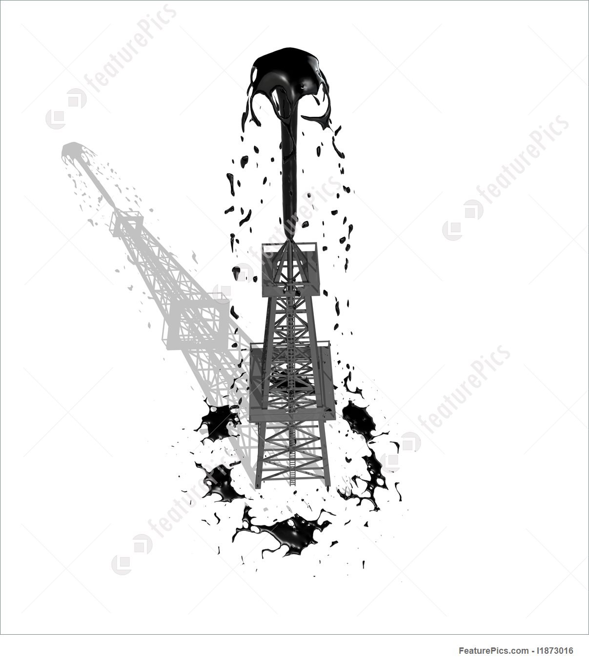 1207x1360 Oil Derrick 1 With Shadow Illustration - Oil Derrick Sketch