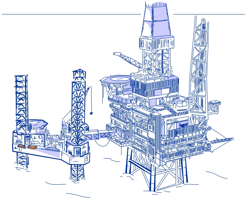 800x652 Offshore Engineering Study Offshore Engineering And Some History - Oil Derrick Sketch