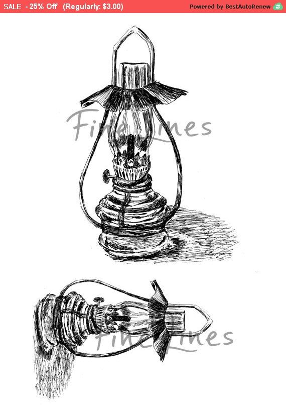 570x814 Lantern Lamp Digital Stamp, Antique Oil Lamp Print, Black And - Oil Lamp Sketch