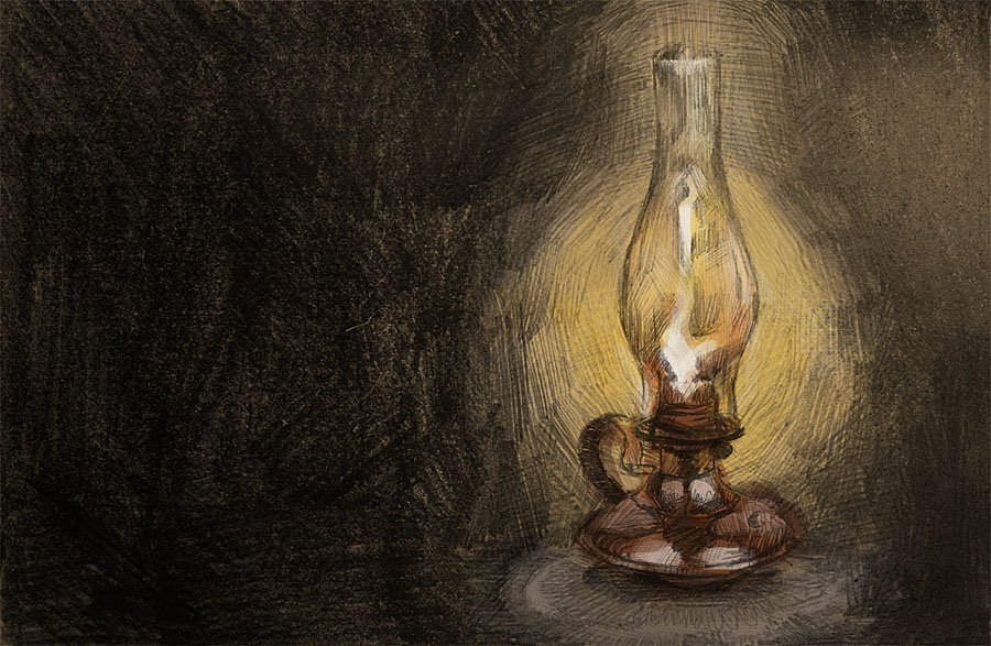 900x587 Oil Lamp Sketch By Arttujuntunen - Oil Lamp Sketch