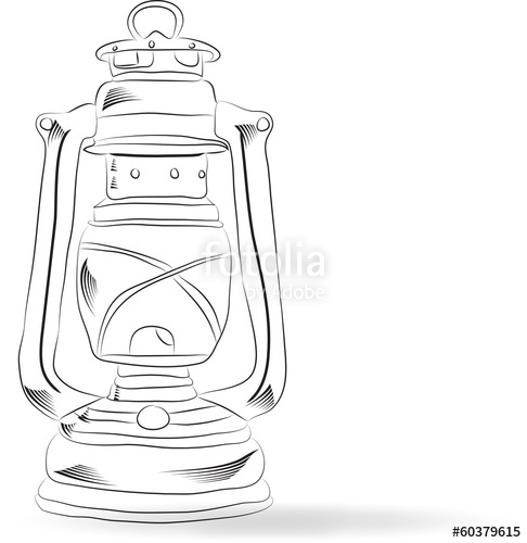 486x500 Sketch Old Kerosene Lamp, Vector Stock Image And Royalty Free - Oil Lamp Sketch