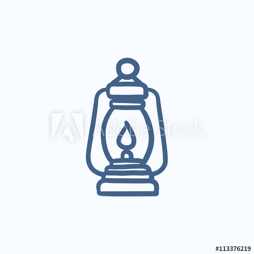 500x500 Camping Lantern Sketch Icon. - Oil Lamp Sketch