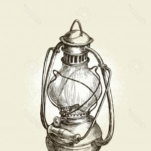 300x300 Hand Drawn Vintage Kerosene Lamp Sketch Oil Vector Illustration Gm - Oil Lamp Sketch