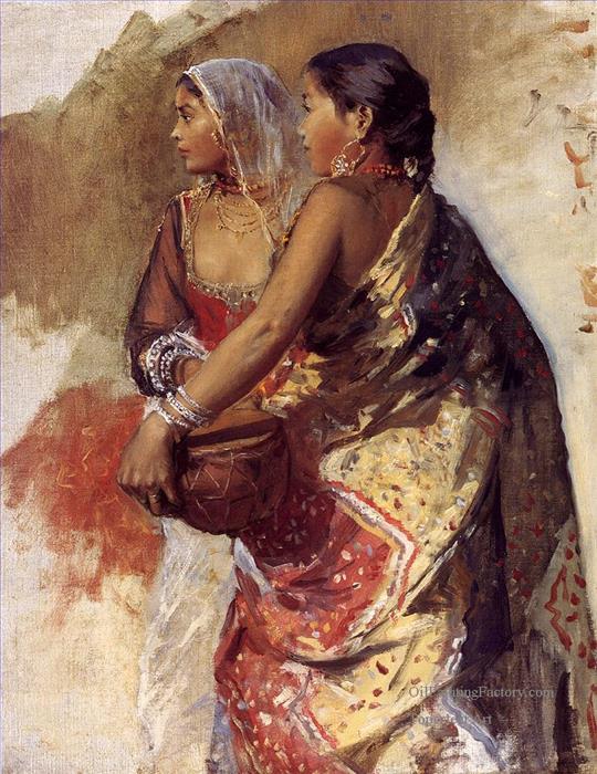 540x700 Oil Paintings Of 4 Sketch Two Nautch Girls Arabian Edwin Lord - Oil Painting Sketch