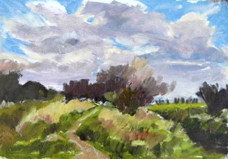 450x314 Oil Painting Sketch, Plein Air, Little Wilbraham Fen - Oil Painting Sketch