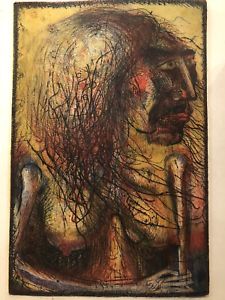 225x300 Vintage Unique J. Gibson Oil Painting On Paper Abstract Art Sketch - Oil Painting Sketch