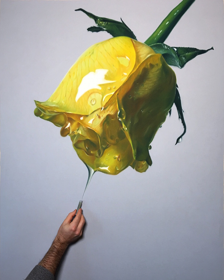 750x937 Hyperreal Oil Pastel Drawings Of Flowers Drenched In Honey - Oil Pastel Sketches