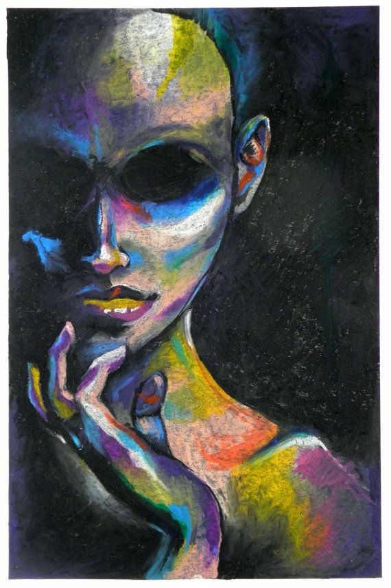 570x857 A Sad Girl Drawing Using Oil Pastel - Oil Pastel Sketches