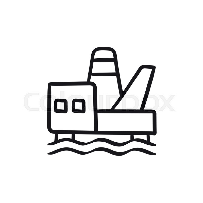 800x800 Offshore Oil Platform Vector Sketch Icon Isolated On Background - Oil Rig Sketch