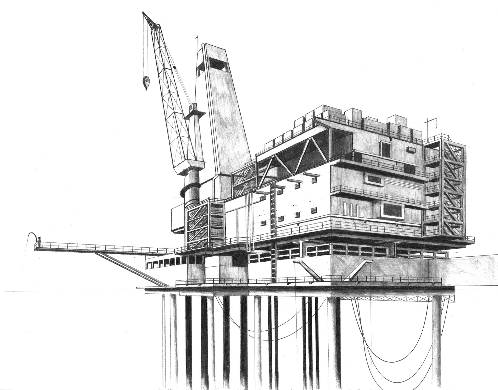 Oil Rig Sketch at Explore collection of Oil Rig Sketch