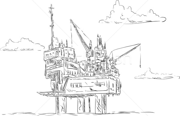 600x386 Vector - Oil Rig Sketch