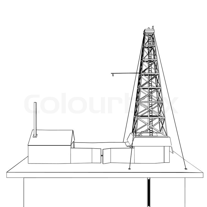 800x800 Oil Derrick Front Sketch Stock Vector Colourbox - Oil Well Sketch