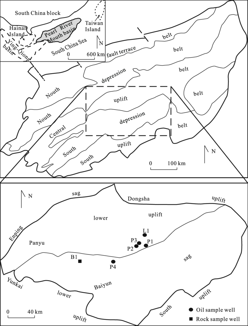 850x1115 Sketch Maps Showing The Study Area In Pearl River Mouth Basin And - Oil Well Sketch