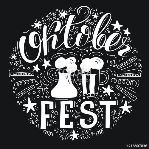 500x500 Hand Drawn, Doodle Set With Hand Lettered Phrase Oktoberfest - Oktoberfest Sketch