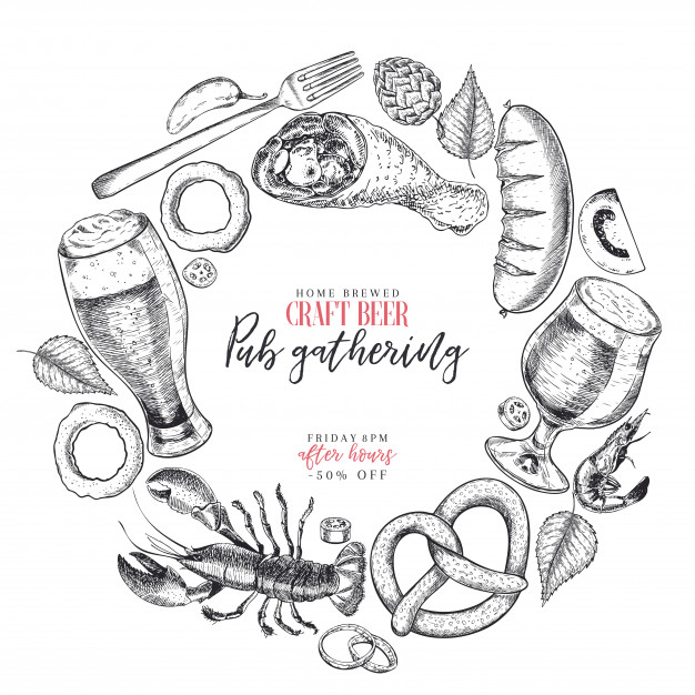 626x626 Hand Drawn Oktoberfest Pub Poster Vector Premium Download - Oktoberfest Sketch