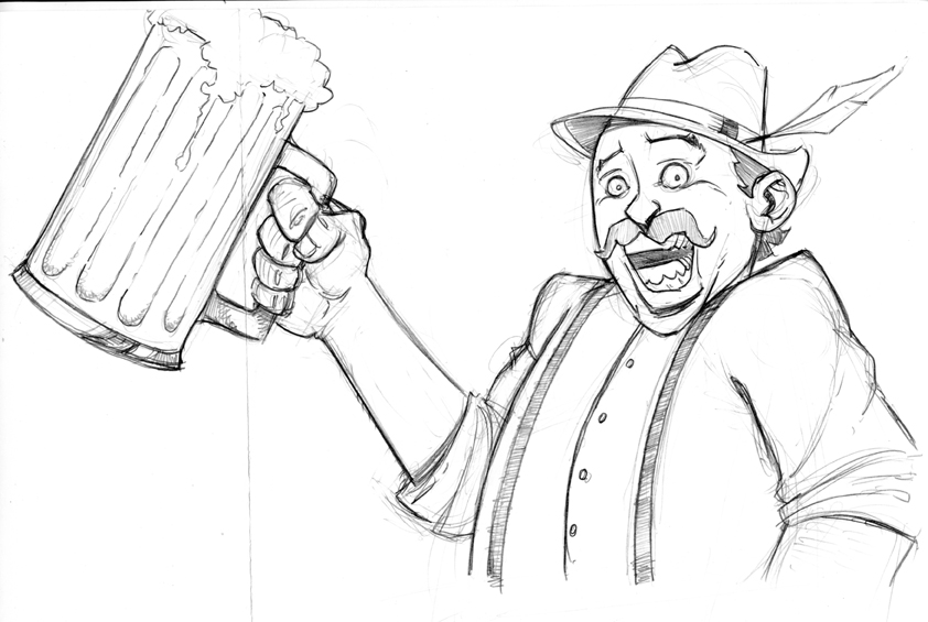 842x565 Oktoberfest Guy Sketch Phillip Rauschkolb Art - Oktoberfest Sketch