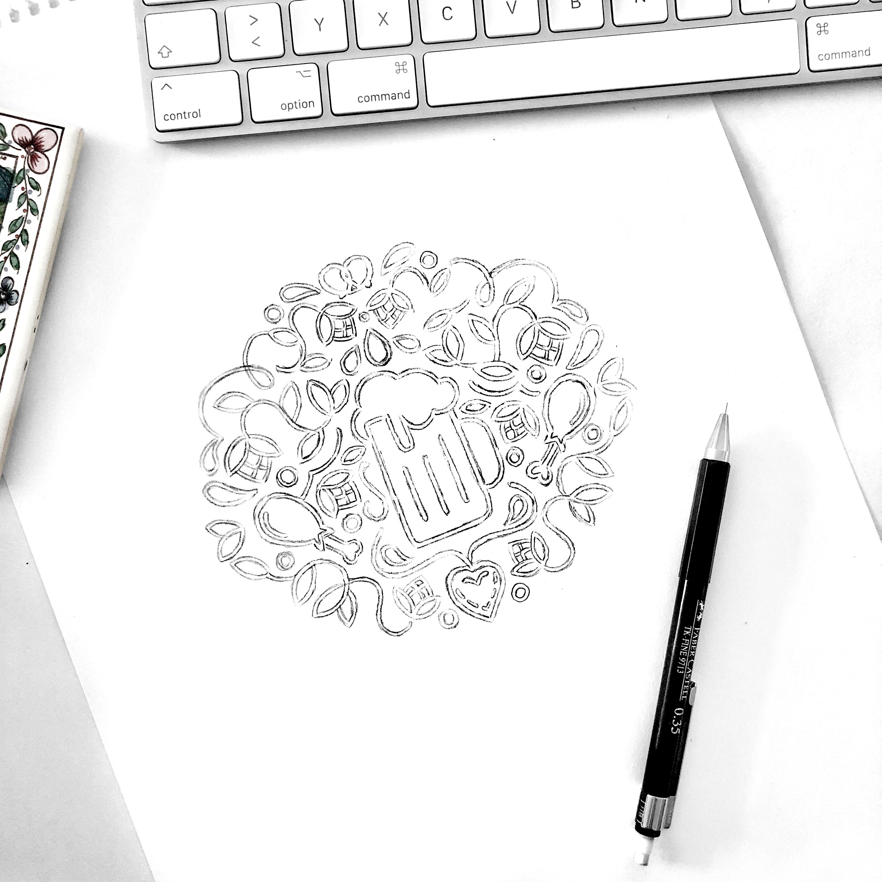 2980x2980 Oktoberfest Themed Illustration - Oktoberfest Sketch