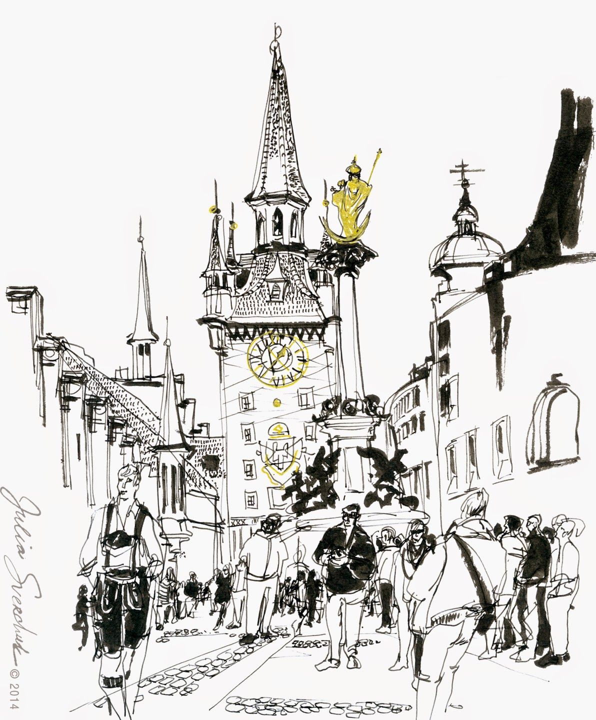 1192x1440 Urban Sketchers Spirit And Pride Of Oktoberfest Architectural - Oktoberfest Sketch