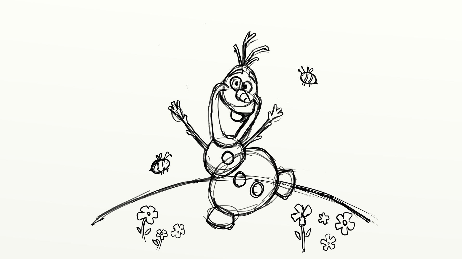 1920x1080 Daily Cartoon Drawings - Olaf Frozen Sketch
