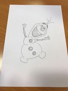 225x300 Disney Frozen Olaf The Snowman Portrait Drawing Sketch Original - Olaf Frozen Sketch