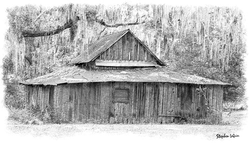 500x286 Old Barn Sketch Color And Bw - Old Barn Sketches
