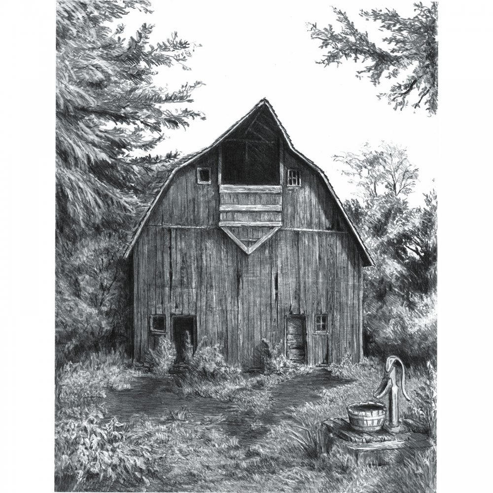 1000x1000 Pencil Drawings Of Old Barns And Buildings - Old Barn Sketches